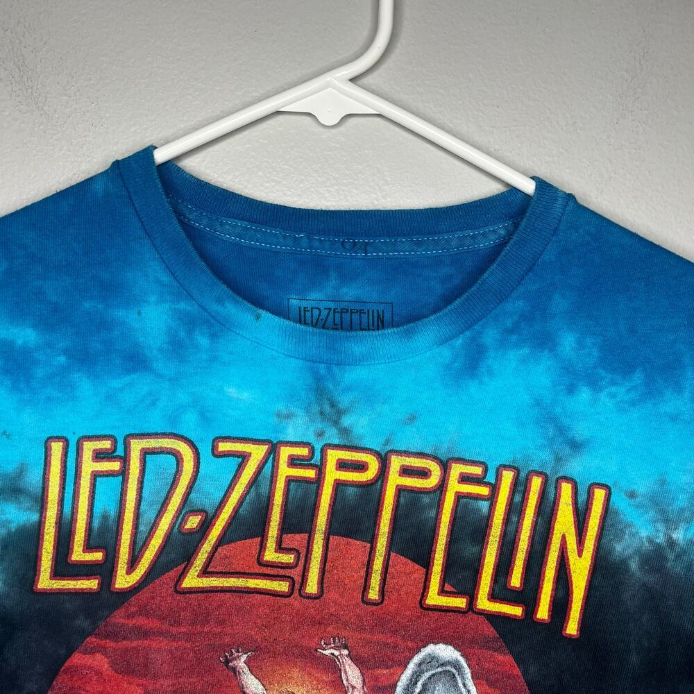 Led Zeppelin Tie Dye T-Shirt US Tour 1975 Graphic Tee Size M Boho Hippie *Flaw - Picture 2 of 10